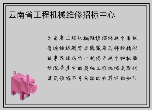 云南省工程机械维修招标中心