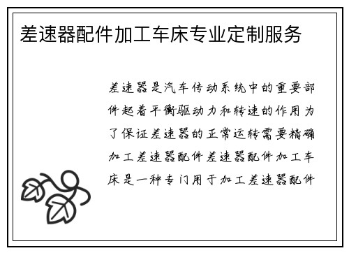 差速器配件加工车床专业定制服务
